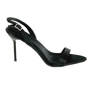 Jeffrey Campbell Size 8.5 Black Slingback Stiletto Heels Pointed Open Toe Sandal